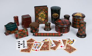 GROUP OF TARTANWARE TABLE OBJECTS