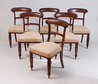 SET OF SIX VICTORIAN CARVED MAHOGANY DINING CHAIRS