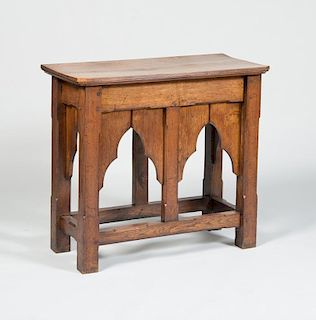 ENGLISH ARTS AND CRAFTS CARVED OAK CONSOLE TABLE