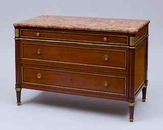 NEOCLASSICAL STYLE BRASS AND GILT METAL-MOUNTED MAHOGANY COMMODE, 20TH CENTURY