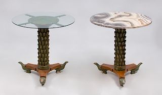 PAIR OF ITALIAN NEOCLASSICAL STYLE CARVED AND PAINTED PEDESTAL TABLES, 20TH CENTURY