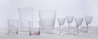 GROUP OF MOLDED AND ETCHED GLASSWARE