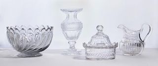 FOUR ENGLISH CUT-GLASS TABLE ARTICLES