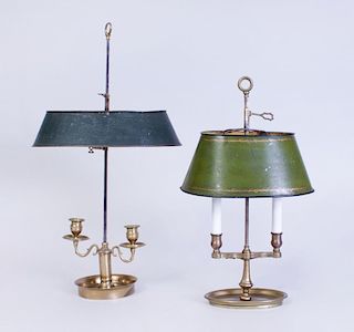 TWO FRENCH BRASS BOUILLOTTE LAMPS