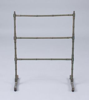 ENGLISH GREEN PAINTED FAUX BAMBOO QUILT RACK