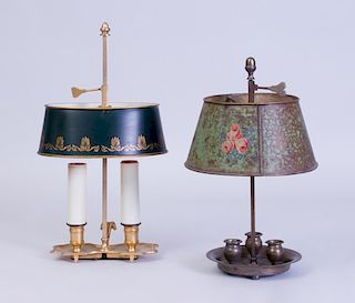 SMALL LOUIS XVI STYLE ORMOLU TWO-LIGHT BOUILLOTTE LAMP