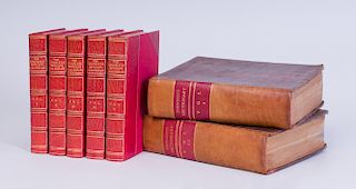 GROUP OF BOOKS, TWO DICTIONARIES AND FIVE VOLUMES