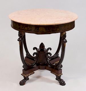 ITALIAN NEOCLASSICAL STYLE PAINTED AND PARCEL-GILT CENTER TABLE
