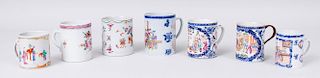 GROUP OF SEVEN CHINESE EXPORT PORCELAIN MUGS