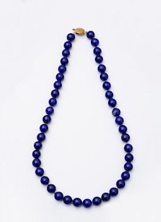 TWO LARGE LAPIS BEADED NECKLACES