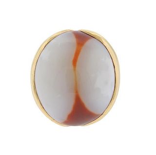 14k Gold Agate Cabochon Ring