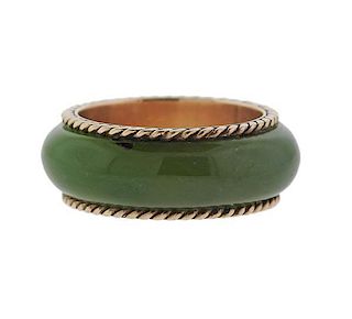 14k Gold Jade Band Ring