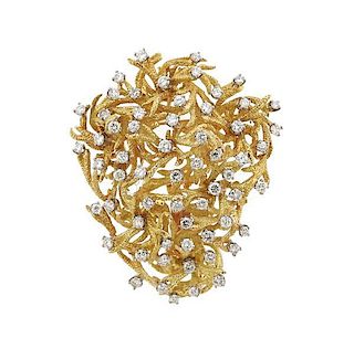 18 K Gold Diamond Free Form Brooch Pendant