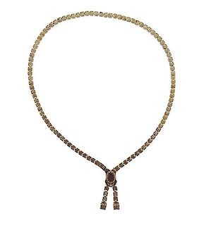 Antique Victorian 10K Gold Gemstone Necklace
