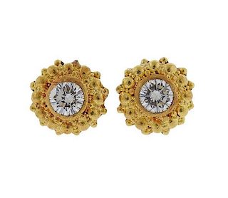 18k Gold Diamond  Stud Earrings