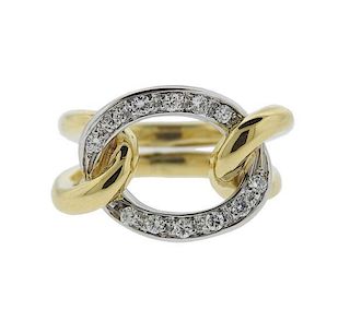 18k Gold Diamond Link  Ring