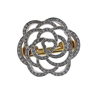 18k Gold Diamond Flower Cocktail Ring