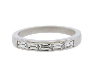 Platinum Diamond Half Wedding Band Ring
