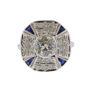 Art Deco Platinum 1.40ct OEC Diamond Ring