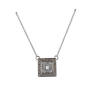 14k Gold Diamond Blue Gemstone Pendant Necklace