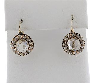Antique Georgian 14k Gold Diamond Earrings