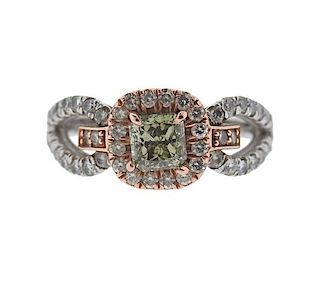 GIA Natural Fancy Gray-Yellowish Green 0.78ct Diamond Engagement Ring