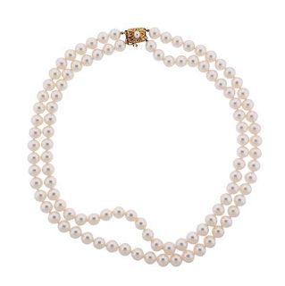 Mikimoto 18k Gold 8mm to 8.5mm Pearl Necklace