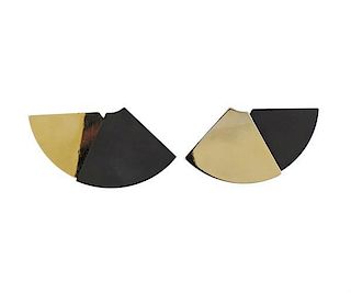 Jar Gold Tone Aluminum Limited Edition Fan Earrings
