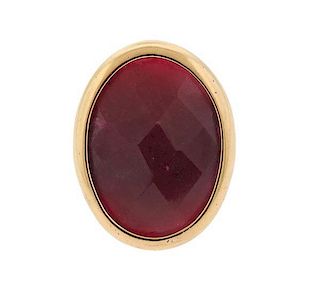 18k Gold Faceted Ruby Ring