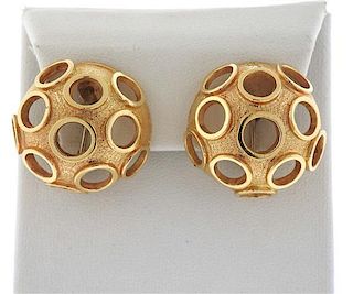 14K Gold Open Circle Dome Crater Earrings