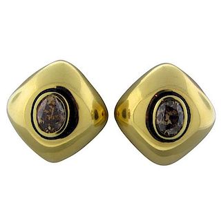 David Webb 18K Gold Diamond Earrings