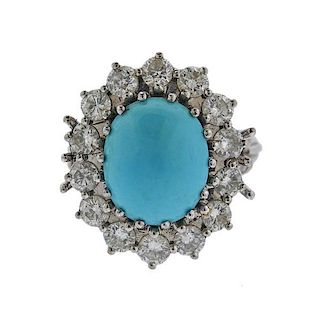 18k Gold Diamond Turquoise Ring