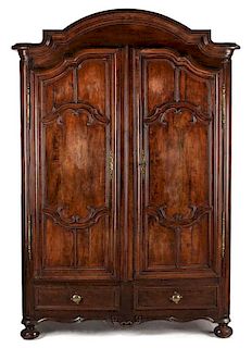 AN 18TH CENTURY FRENCH TWO DOOR ARMOIRE