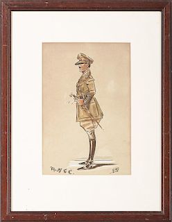 R.T. Carper, Pencil and Watercolor Portrait of British Officer, Plus