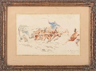 Louis Malespina (French, 1874-1940), Lot of Three Watercolors