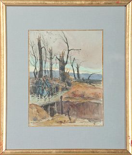 Georges Albert E. Belnet (French, b. 1876), Watercolor, <i>La Barricade Guocourt</i>