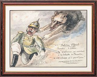 Lot of Three World War I French Cartoons