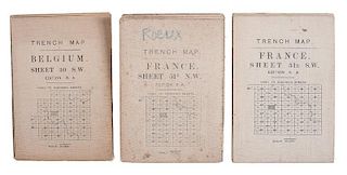 [World War One - Maps] WWI Trench Maps of France and Belgium, Lot of 3