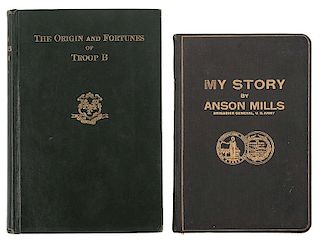 [Americana - Military] 2 Books on American Wars - Revolutionary to WWI - Anson Mills; and Troop B Connecticut National Guard