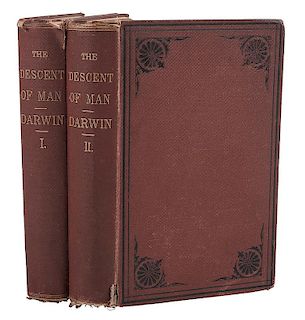 [Science - Evolution] Darwin, Descent of Man, 1871 First American Edition in Two Volumes
