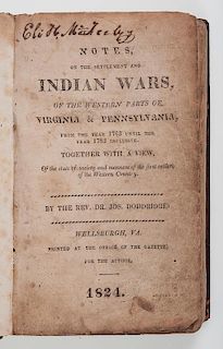 [Americana - Indian Wars] Doddridge Notes on .... First Settlers of Western Country