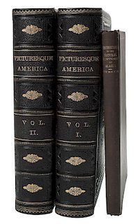 [Illustrated - Views - Natural History] Publisher's Deluxe Bound Picturesque America; with Natural History of Alaska