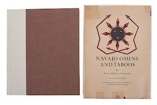 [Western Americana] Two Books with Santa Fe Interest - Navajo Omens and Taboos - Along the Santa Fe Trail - Both Signed