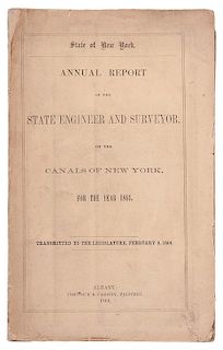 [Americana - New York Canals - Maps] 1864 N.Y. Canals Annual Report complete with 16 Folding Plans and Maps in Beautiful Cond
