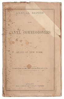[Americana - Erie Canal - Maps] 1874 Erie Canal Commissioners Report with 41" x 24" Folding Map