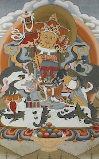 Large Antique, Tibet Painting On Canvas.