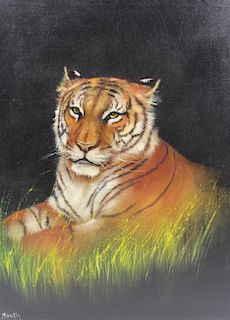Tiger oil on canvas, signed Marotta