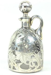 Silver Overlay Glass Decanter