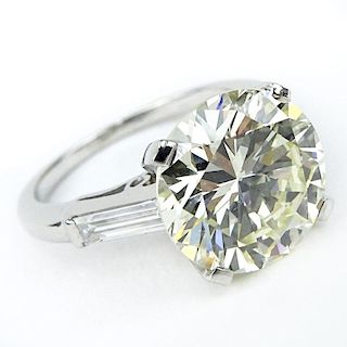 Vintage Approx. 4.87 Carat Round Brilliant Cut Diamond and Platinum Engagement Ring.