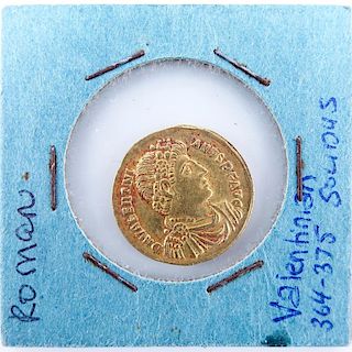 Roman Empire: Valentinian I (AD 364-375) Gold Solidus in Coin Display.